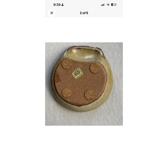 ceramic pottery stoneware pig trinket dish/spoon rest handmade 4” x 4” Vintage - Picture 2 of 5